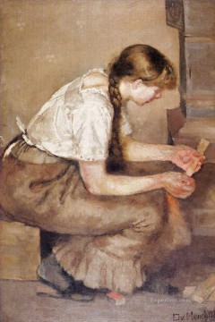 エドヴァルド・ムンク Painting - ストーブに火をつける少女 1883年 エドヴァルド・ムンク